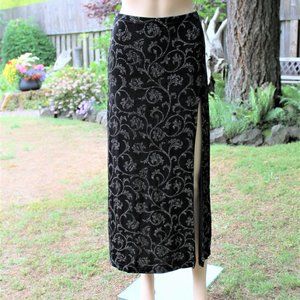 Long Black & Silver Glitter Skirt